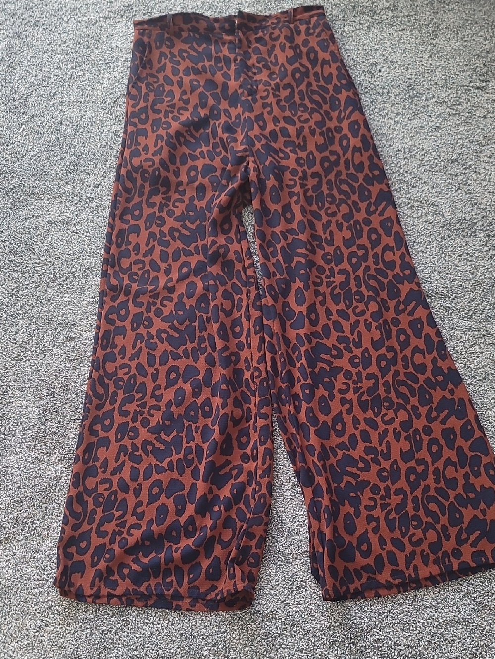 She + Sky Rust Brown and Black Leopard Wide Leg Pants